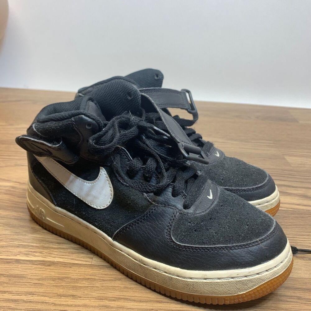 Nike‎ Boys Air Force 1 Mid 314195-035 Black Basketball Shoes Sneakers 5 Youth